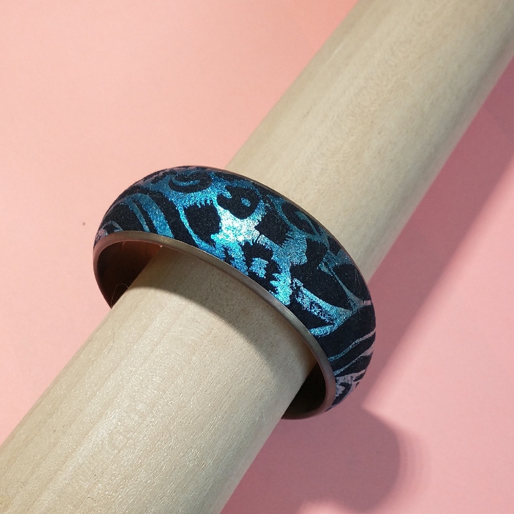 Blue and Black Animal Print Bangle Bracelet